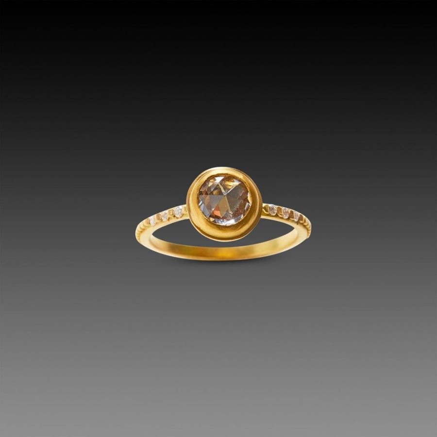 Rings Ananda Khalsa | Clear Sapphire Ring With Diamond Band