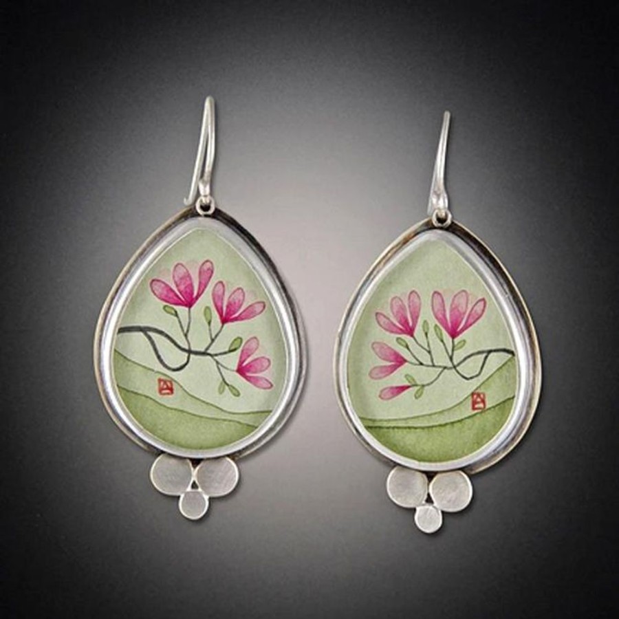 Earrings Ananda Khalsa | Large Teardrop Magnolia Earrings