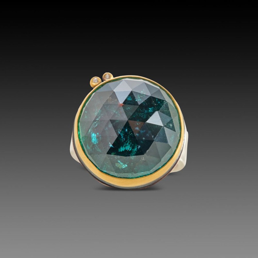 Rings Ananda Khalsa | Indicolite Tourmaline Ring With Diamonds