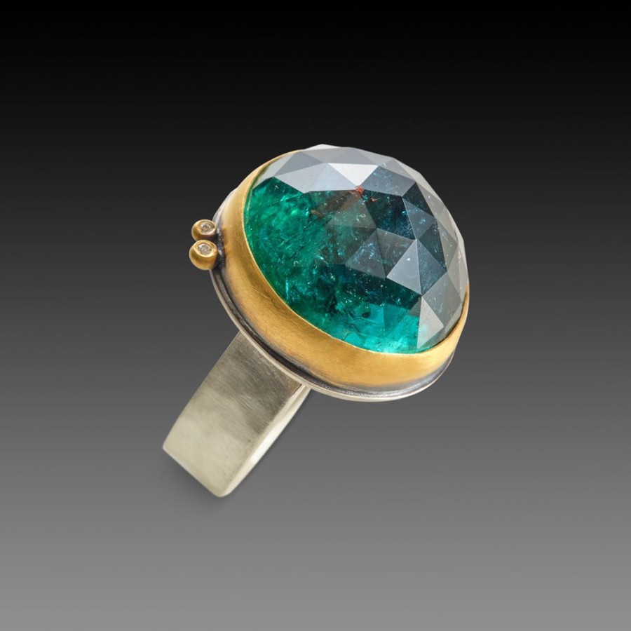 Rings Ananda Khalsa | Indicolite Tourmaline Ring With Diamonds