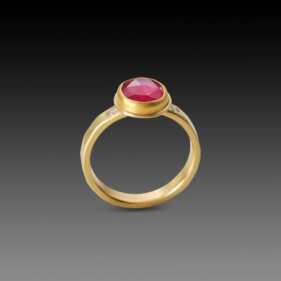 Rings Ananda Khalsa | Vibrant Ruby Ring With Diamonds