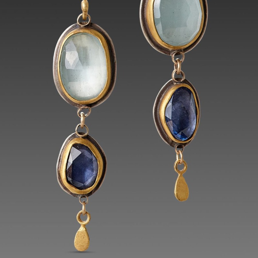 Earrings Ananda Khalsa | Aquamarine And Sapphire Earrings