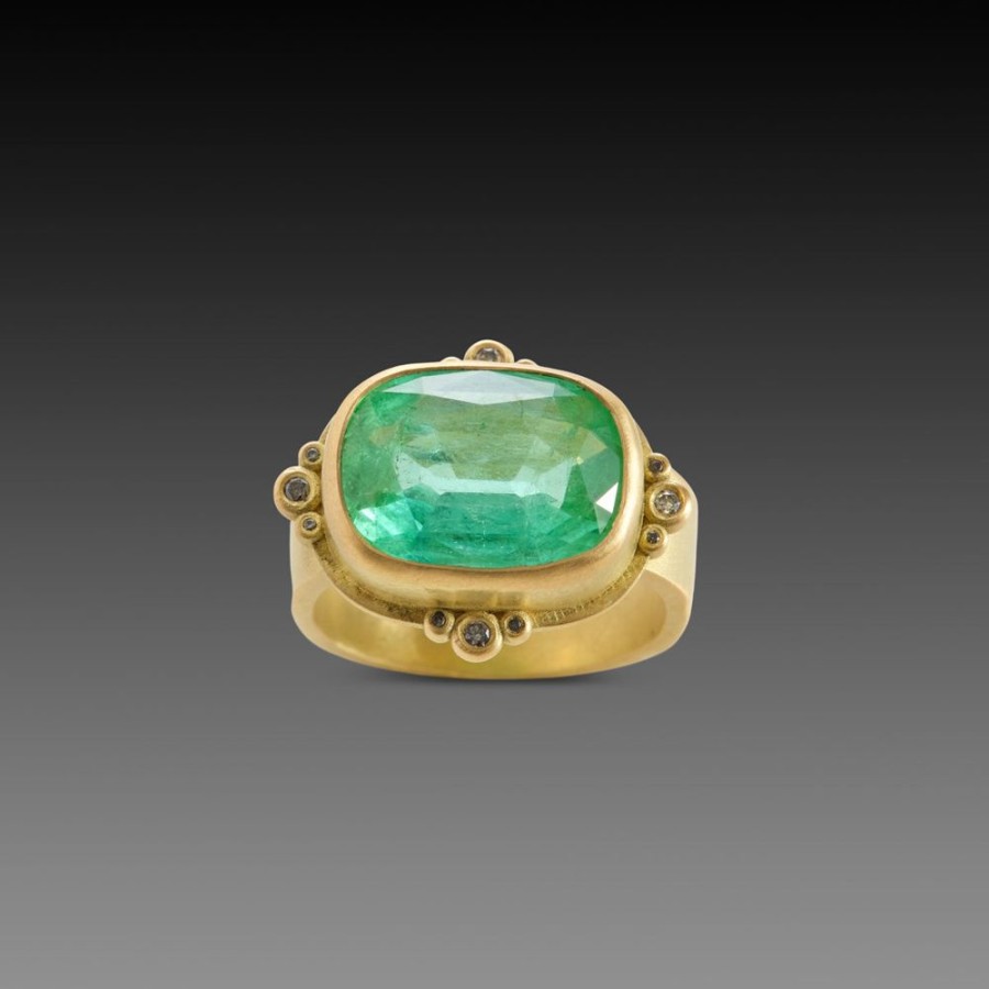 Rings Ananda Khalsa | Emerald Ring With Diamonds