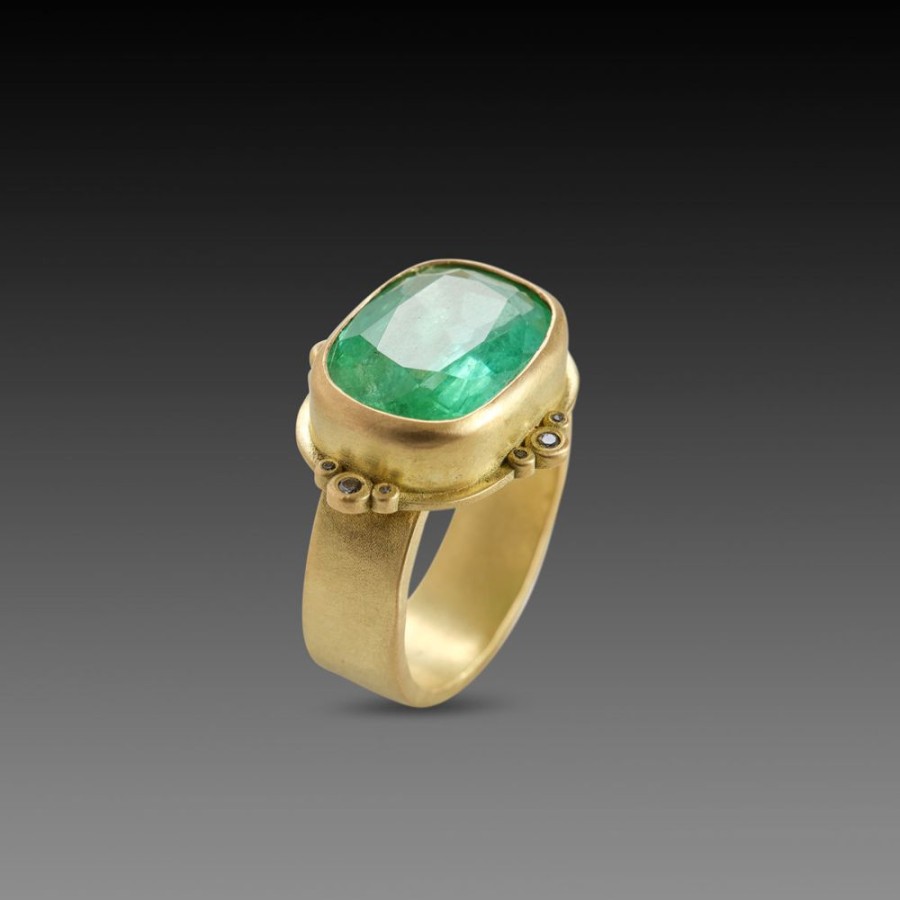 Rings Ananda Khalsa | Emerald Ring With Diamonds