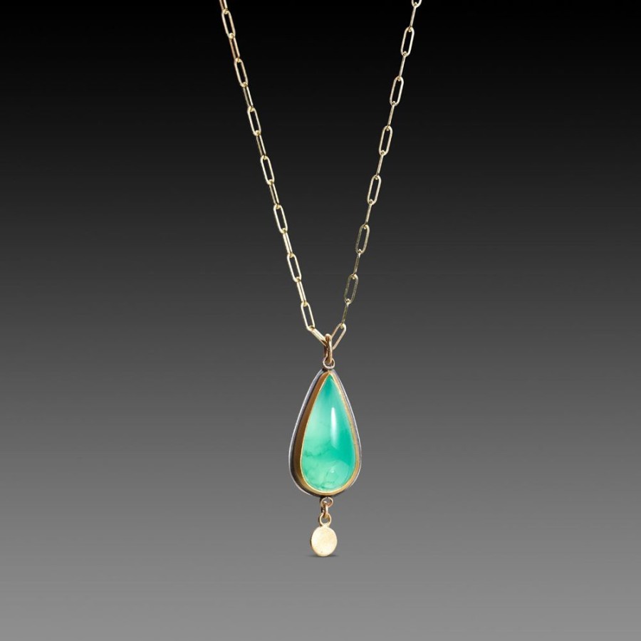 Necklaces Ananda Khalsa | Chrysoprase Teardrop Necklace