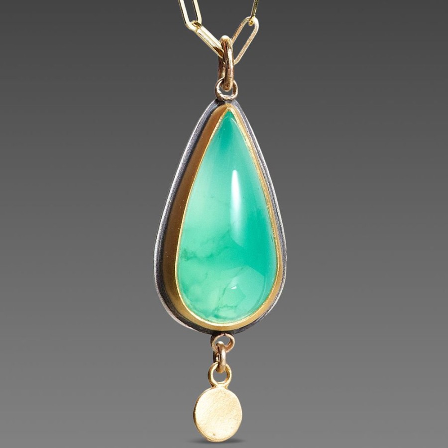 Necklaces Ananda Khalsa | Chrysoprase Teardrop Necklace