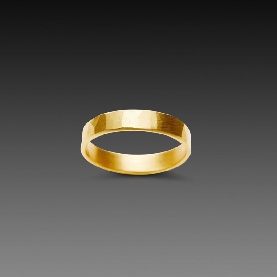 Rings Ananda Khalsa | 4Mm Hammered Gold Band