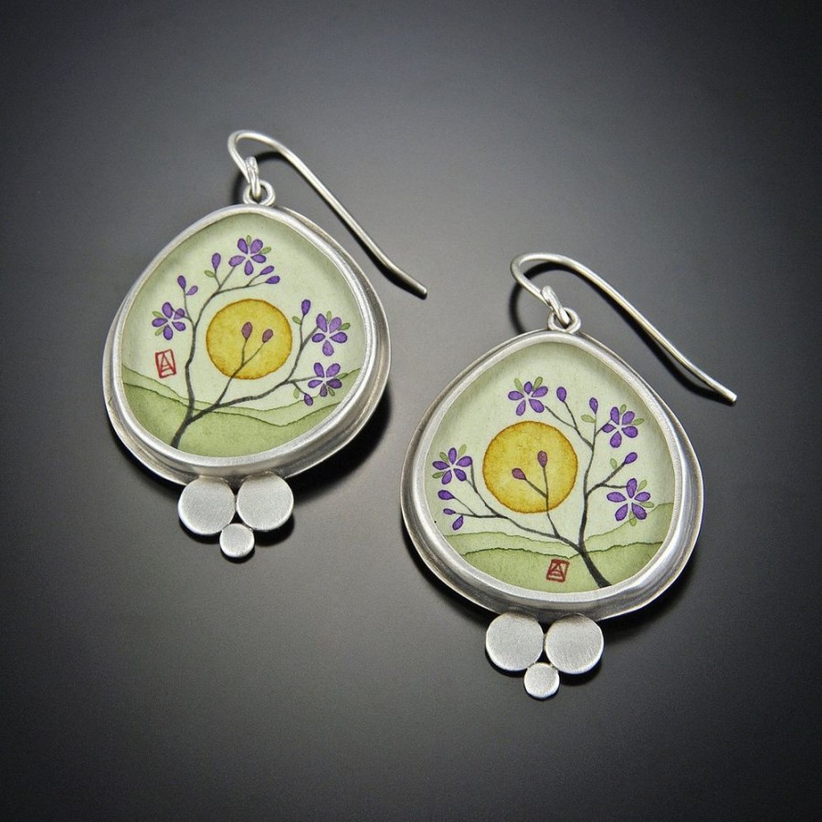 Hand Painted Jewelry Ananda Khalsa | Organic Plum Blossom Earring