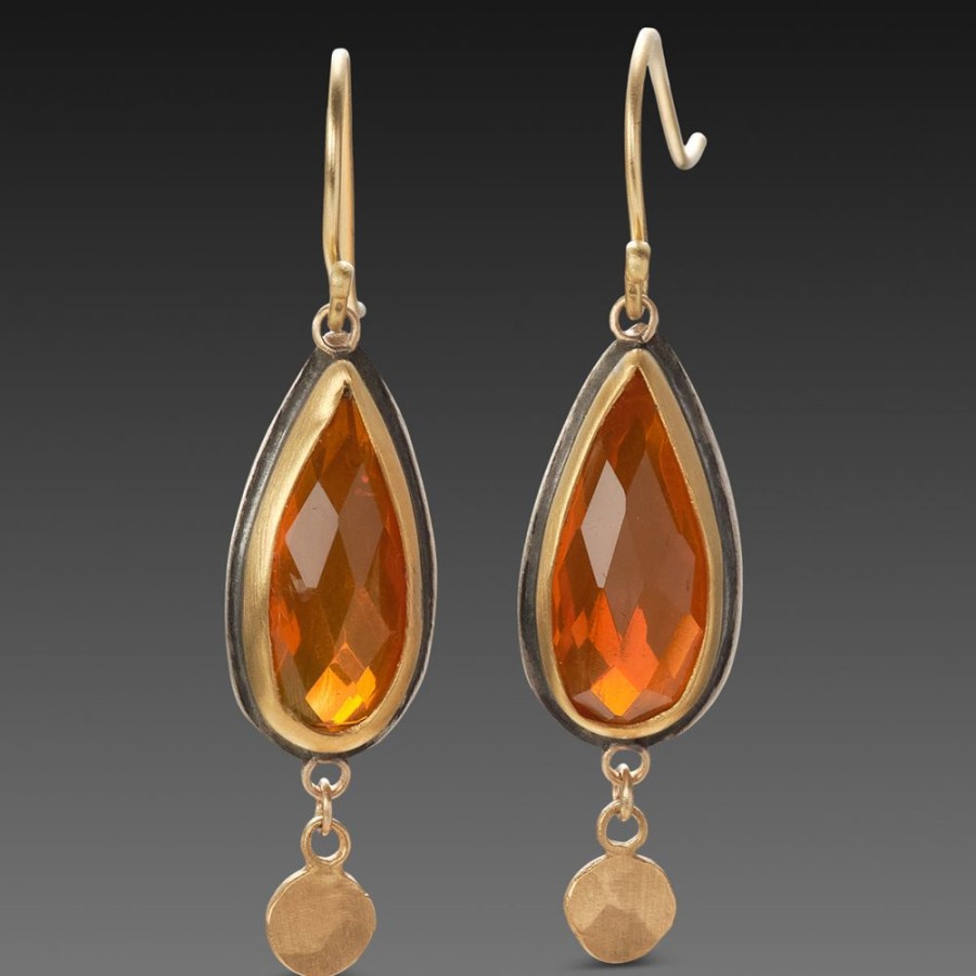 Earrings Ananda Khalsa | Fire Opal Teardrop Earrings