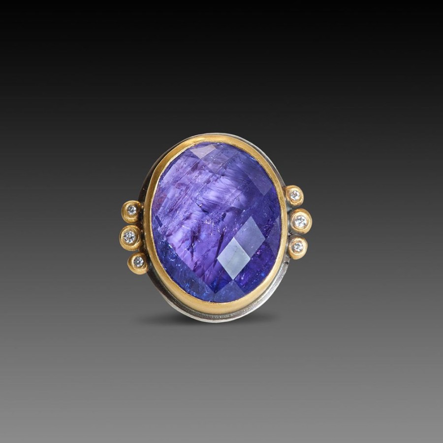 Rings Ananda Khalsa | Rose Cut Tanzanite Ring With Diamond Trios