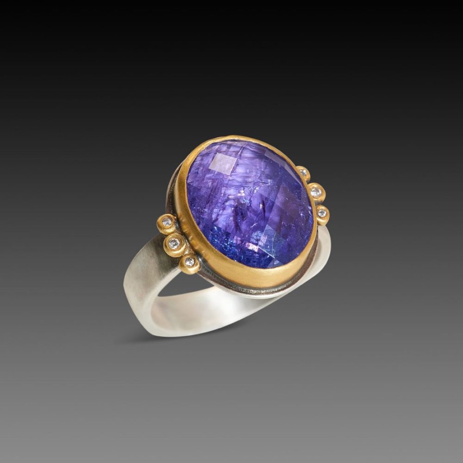 Rings Ananda Khalsa | Rose Cut Tanzanite Ring With Diamond Trios