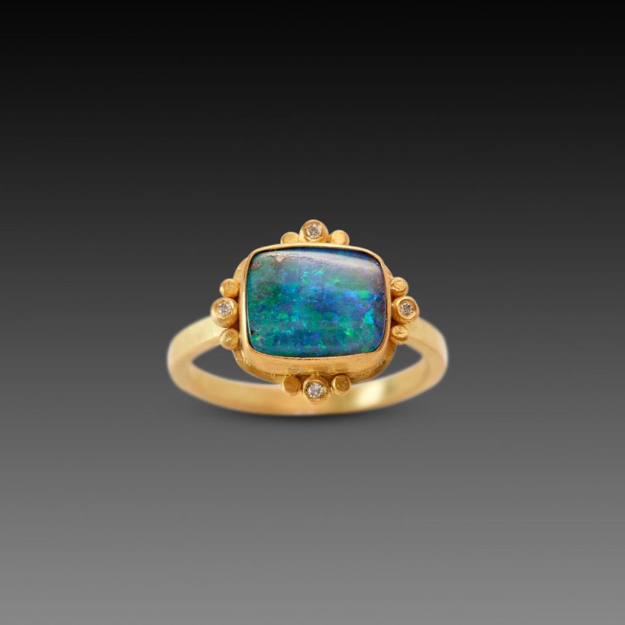 Rings Ananda Khalsa | Boulder Opal Ring With Four Diamonds