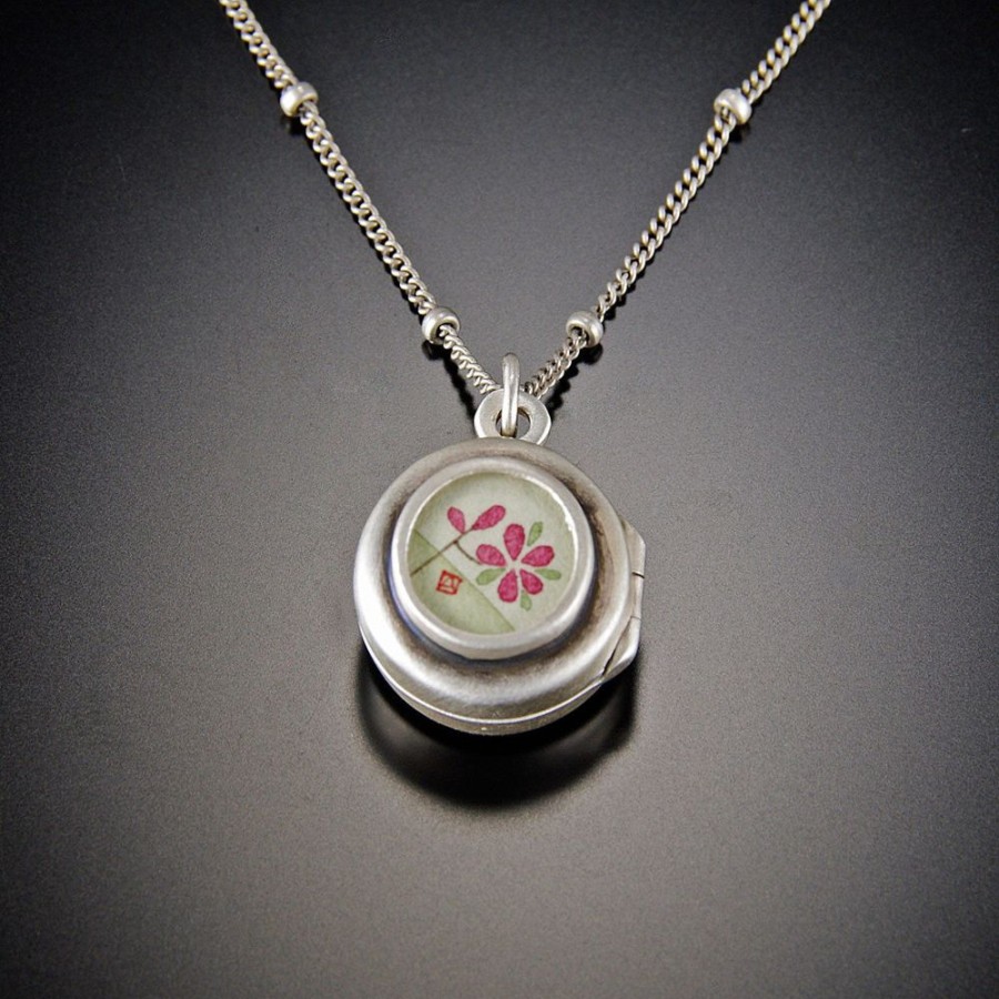 Necklaces Ananda Khalsa | Plum Blossom Tiny Locket