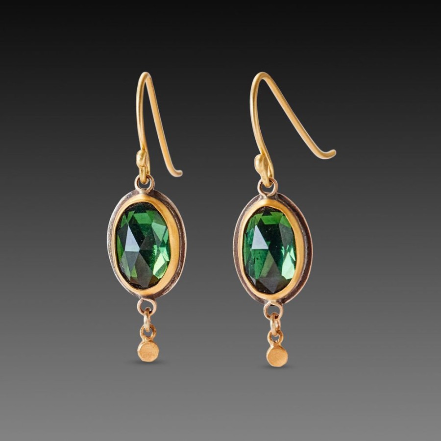 Earrings Ananda Khalsa | Oval Green Tourmaline Earrings