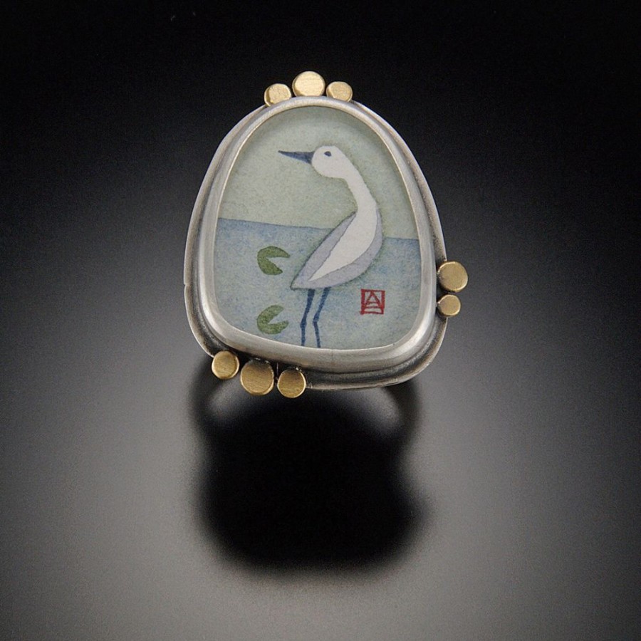 Hand Painted Jewelry Ananda Khalsa | Crane Ring