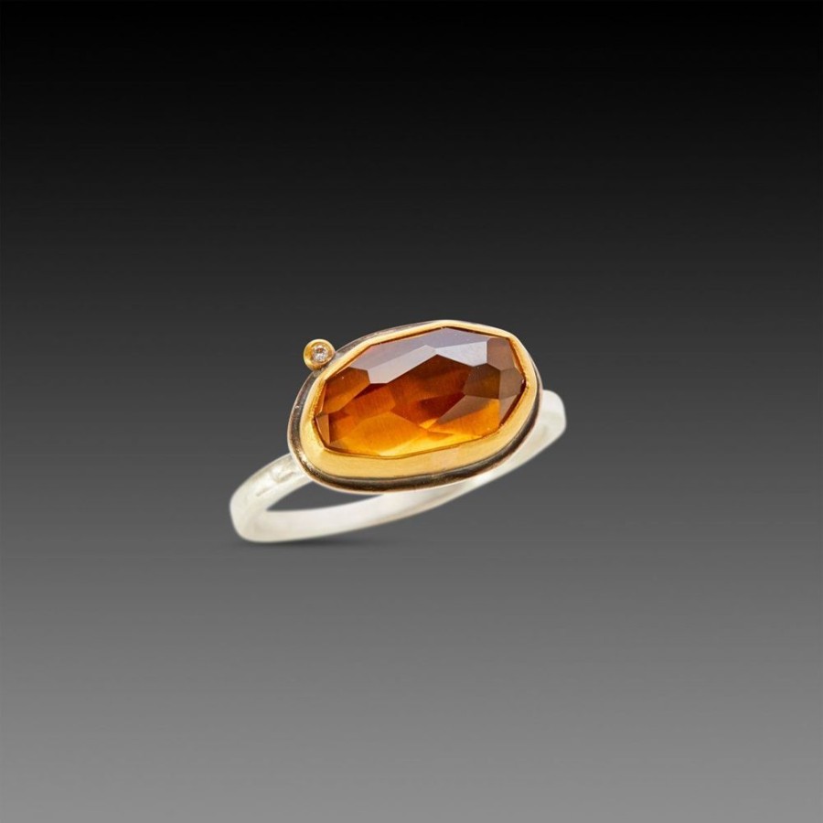 Rings Ananda Khalsa | Citrine Ring With Diamond Dot