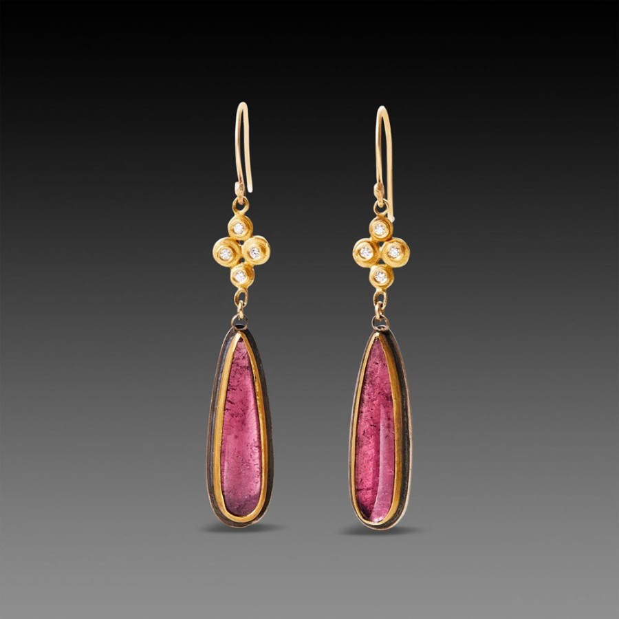 Earrings Ananda Khalsa | Pink Tourmaline Teardrop Earrings