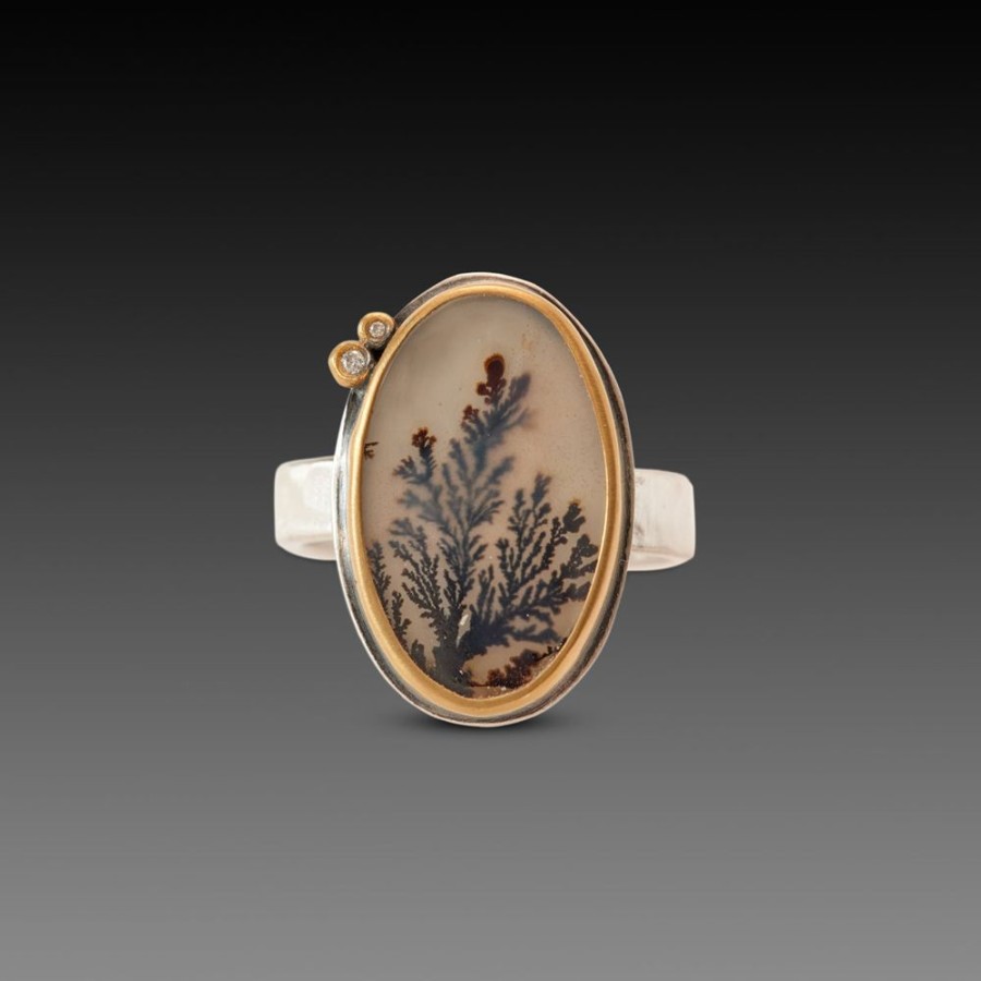 Rings Ananda Khalsa | Dendritic Agate Ring With Diamonds