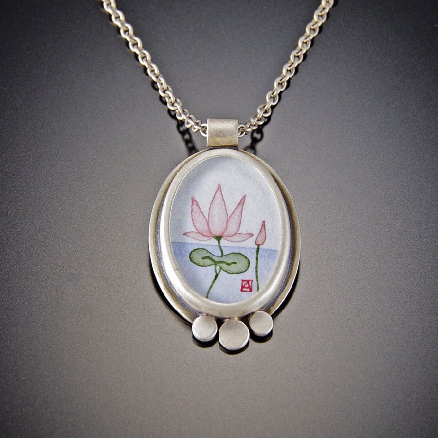 Hand Painted Jewelry Ananda Khalsa | Oval Lotus Necklace