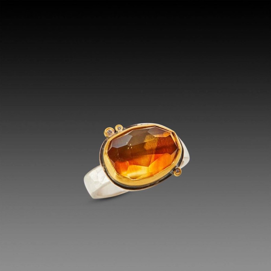 Rings Ananda Khalsa | Citrine Ring With Diamond Dots