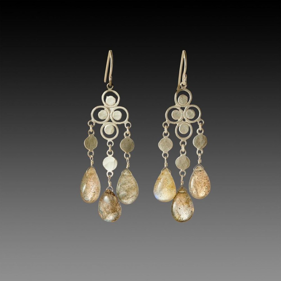 Earrings Ananda Khalsa | Filigree Chandelier Earrings With Labradorite