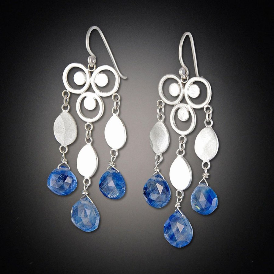 Earrings Ananda Khalsa | Large Filigree Chandelier Earrings With Kyanite