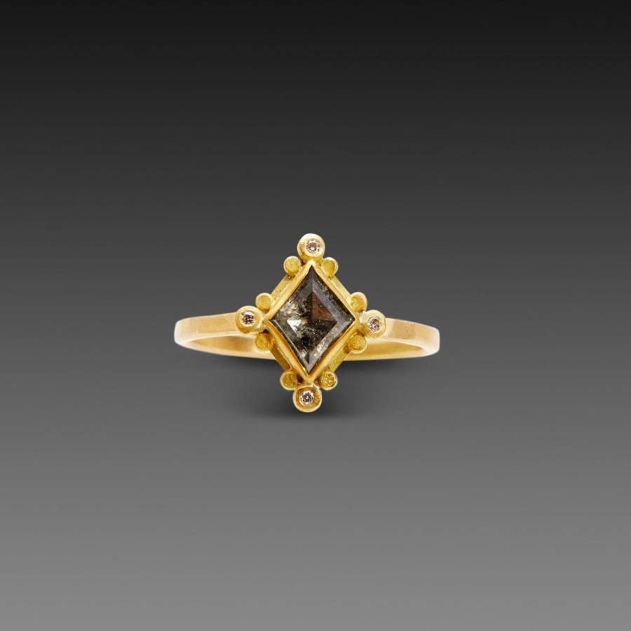 Rings Ananda Khalsa | Gray Diamond Ring With Four Diamond Trios