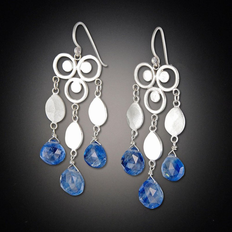 Earrings Ananda Khalsa | Large Filigree Chandelier Earrings With Kyanite