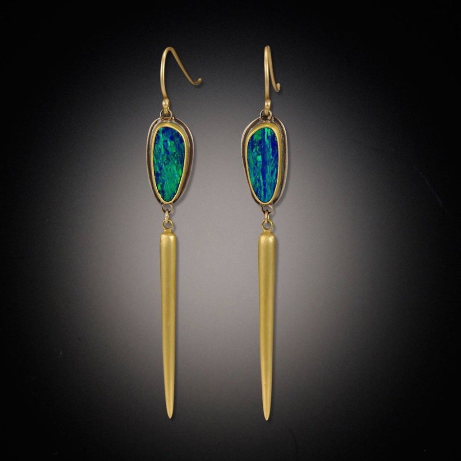 Earrings Ananda Khalsa | Australian Opal And Quill Earrings