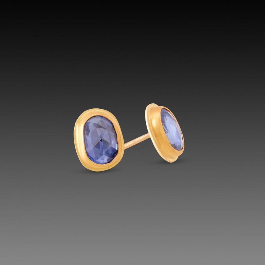 Earrings Ananda Khalsa | Blue Sapphire Stud Earrings