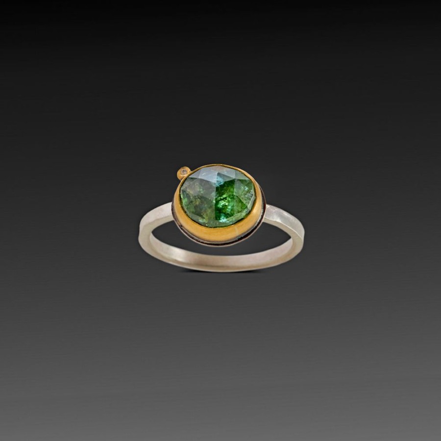 Rings Ananda Khalsa | Green Tourmaline Ring With Diamond