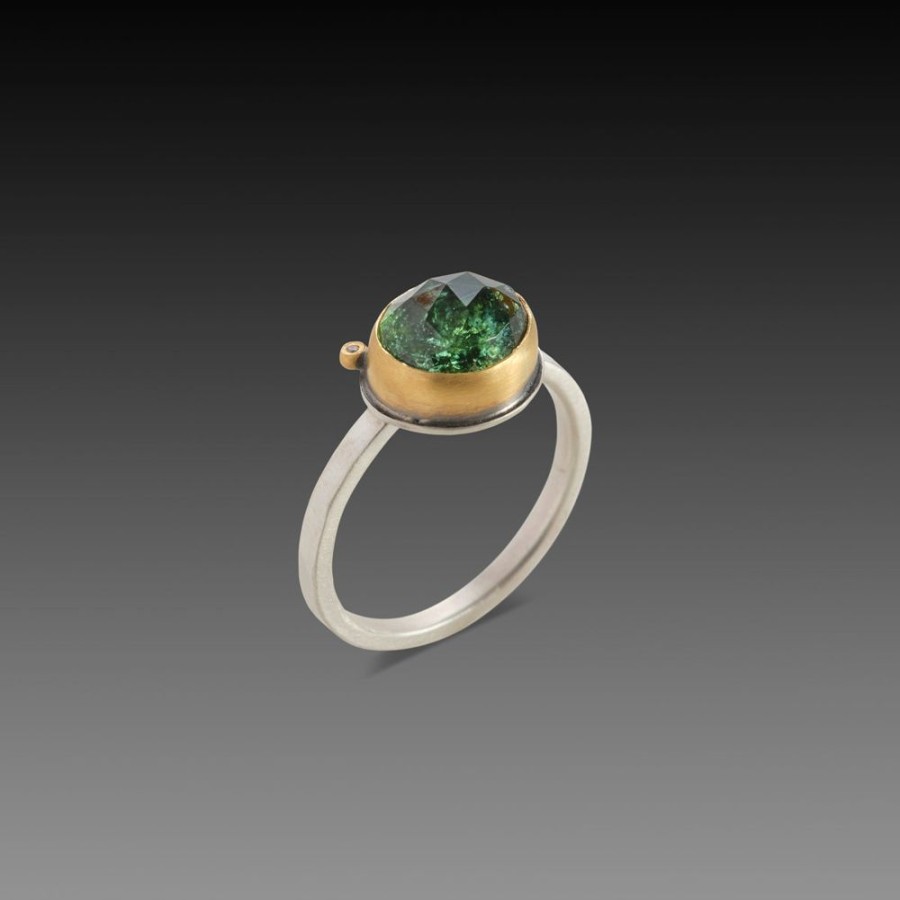 Rings Ananda Khalsa | Green Tourmaline Ring With Diamond