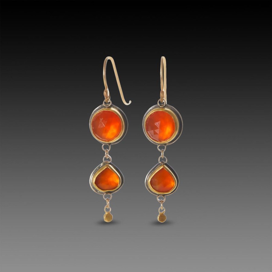 Earrings Ananda Khalsa | Double Rose Cut Carnelian Earrings