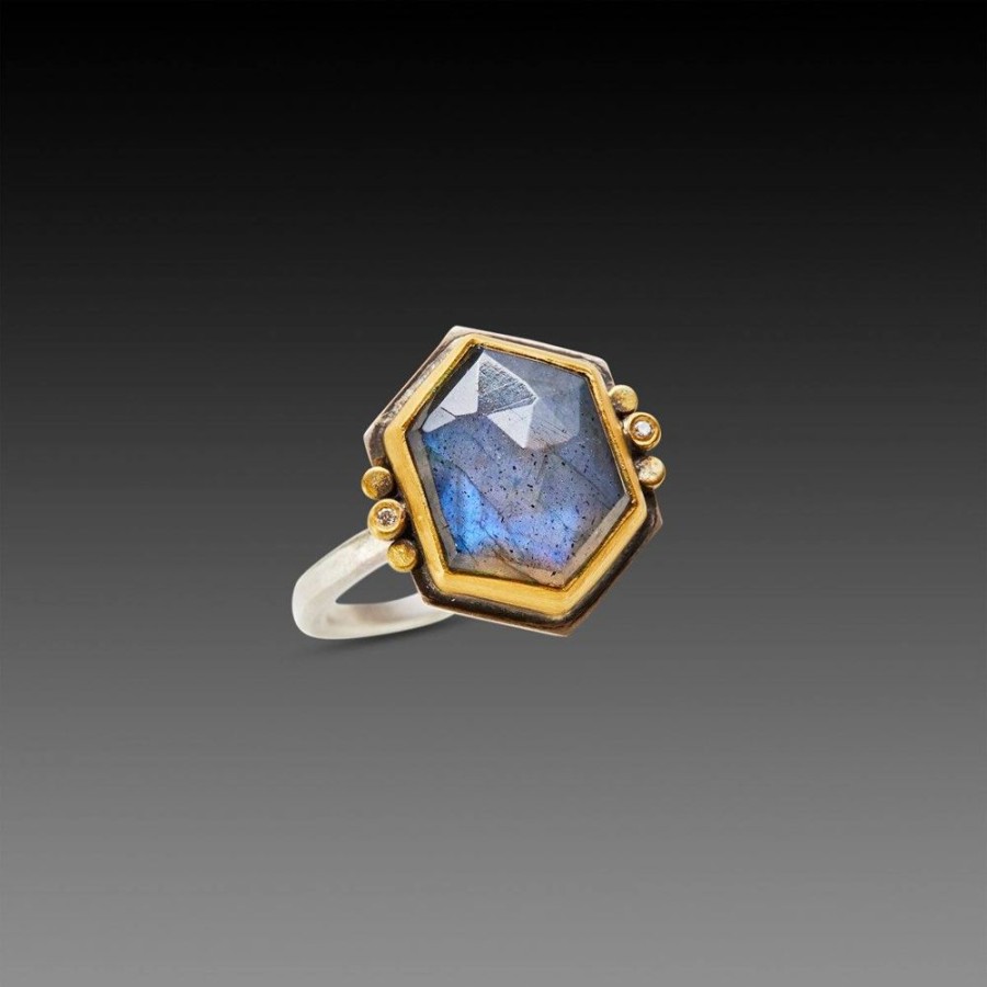 Rings Ananda Khalsa | Geometric Labradorite Ring With Diamonds