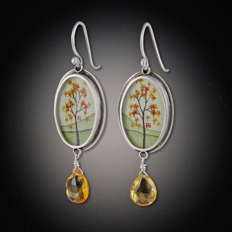 Earrings Ananda Khalsa | Oval Autumn Maple Earrings