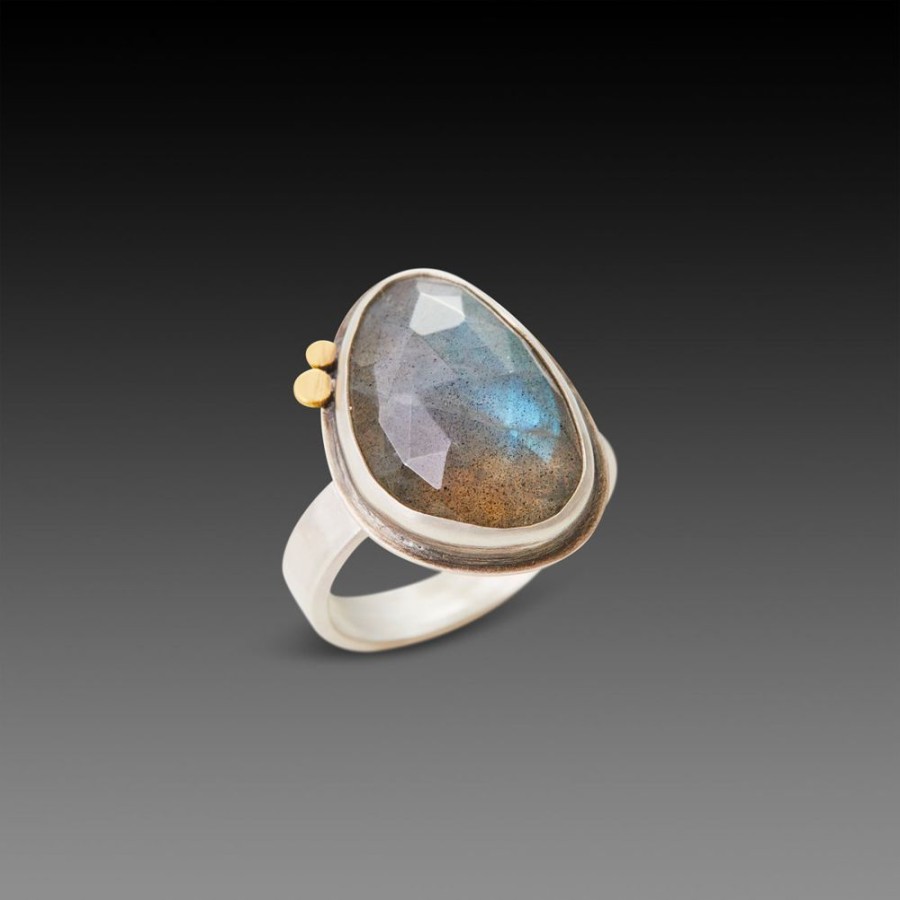 Rings Ananda Khalsa | Labradorite Ring With Gold Dots