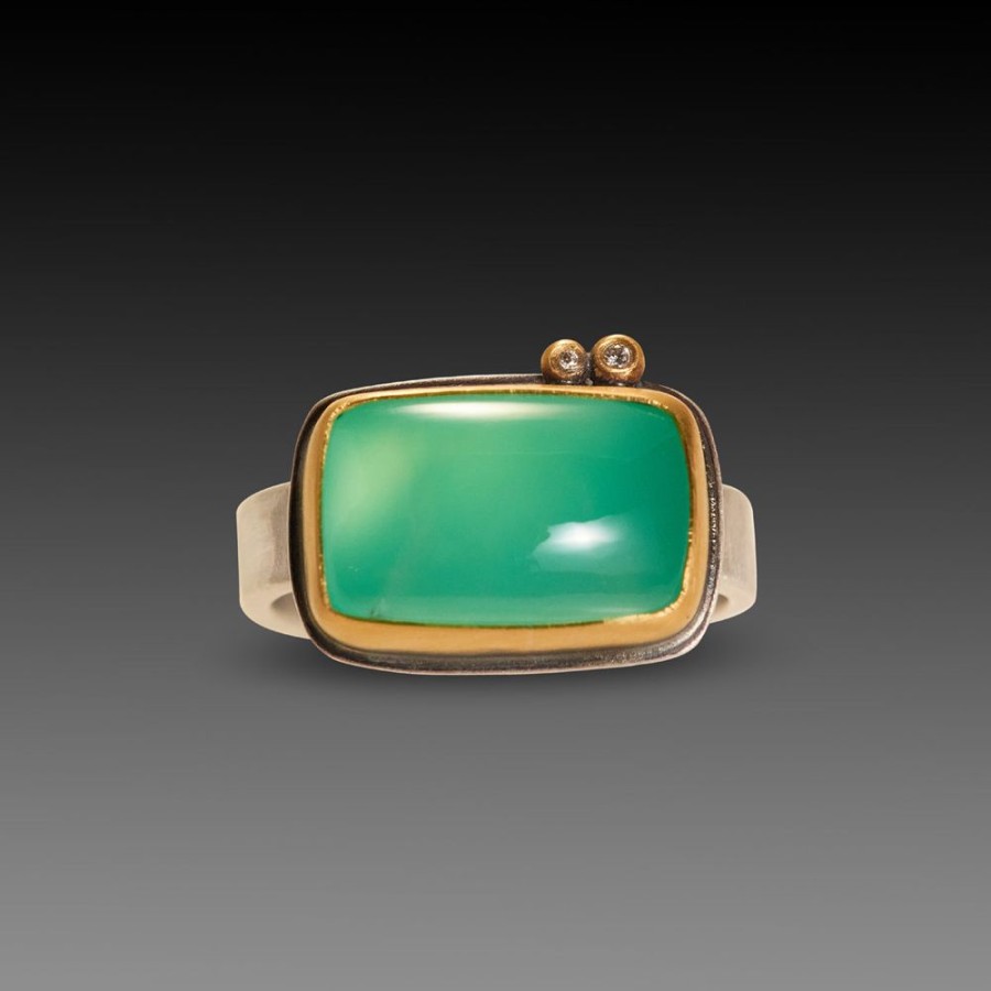 Rings Ananda Khalsa | Smooth Chrysoprase Ring With Diamond