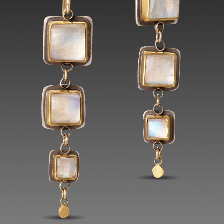 Earrings Ananda Khalsa | Triple Moonstone Earrings