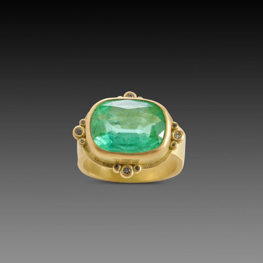 Rings Ananda Khalsa | Emerald Ring With Diamonds