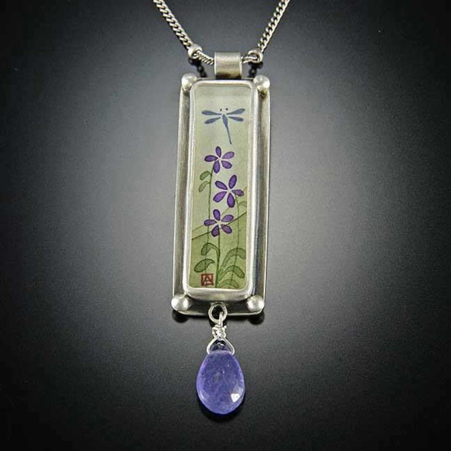 Hand Painted Jewelry Ananda Khalsa | Narrow Violets Necklace