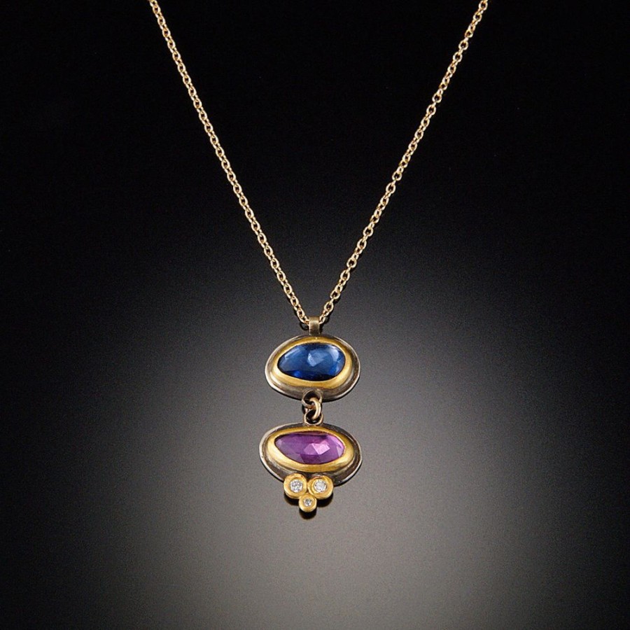 Necklaces Ananda Khalsa | Blue And Purple Sapphire Necklace With Diamonds