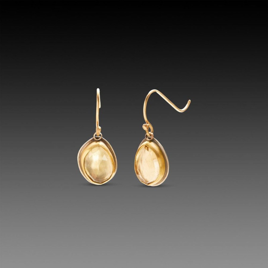 Earrings Ananda Khalsa | Champagne Quartz Drop Earrings