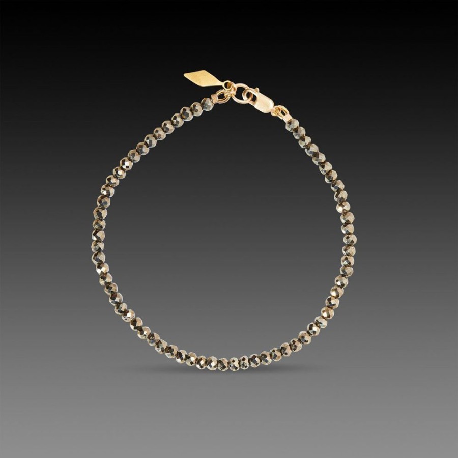 Bracelets Ananda Khalsa | Pyrite Bracelet With 22K Diamond Charm