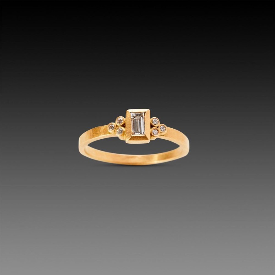 Rings Ananda Khalsa | Baguette Diamond Ring With Diamond Trios