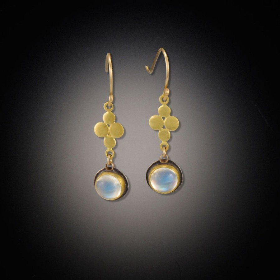 Earrings Ananda Khalsa | Gold Small Multi Disk Moonstone Earrings