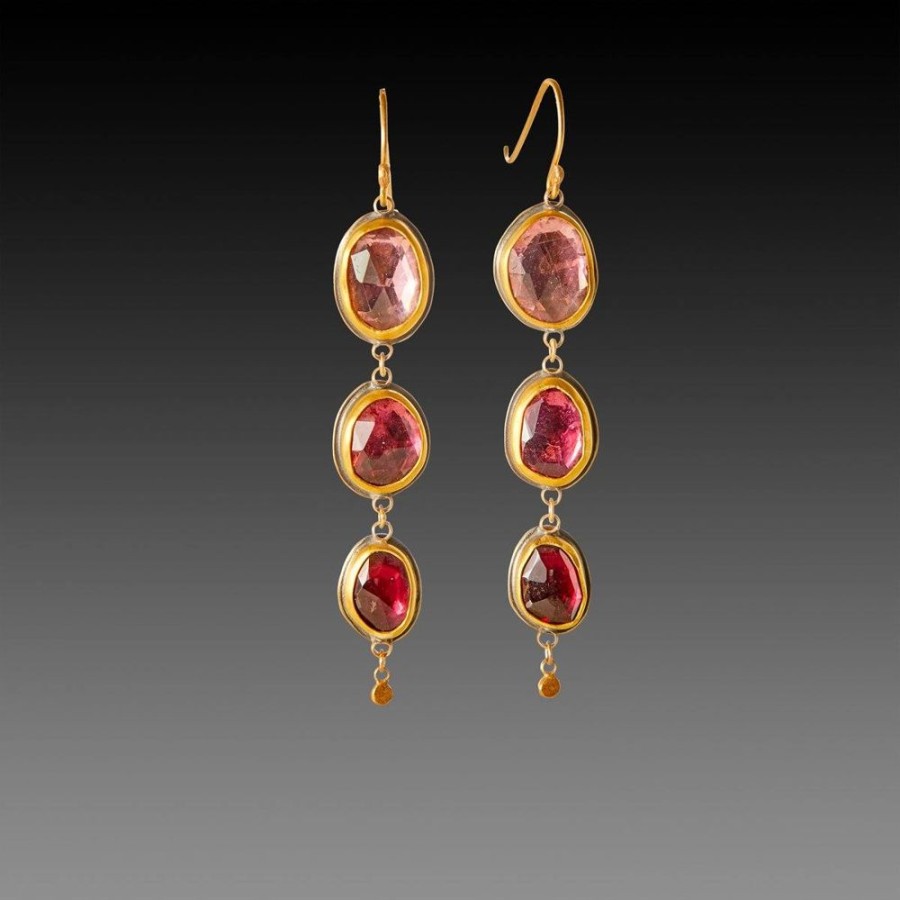 Earrings Ananda Khalsa | Tourmaline And Rhodolite Garnet Ombre Drop Earrings