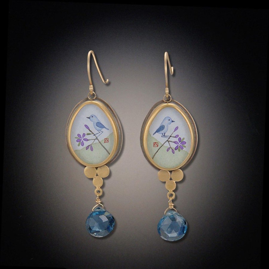 Earrings Ananda Khalsa | Oval Bluebird Earrings With London Blue Topaz