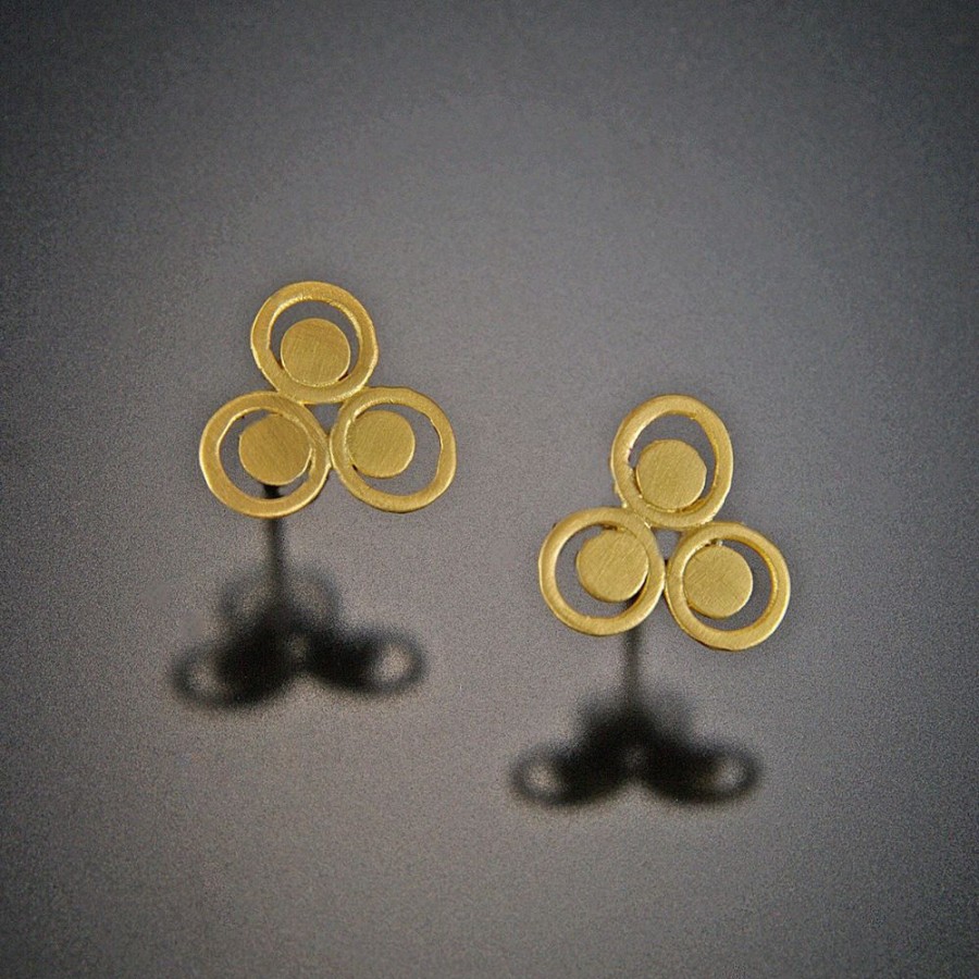 Earrings Ananda Khalsa | Gold Filigree Dot Trio Stud Earrings