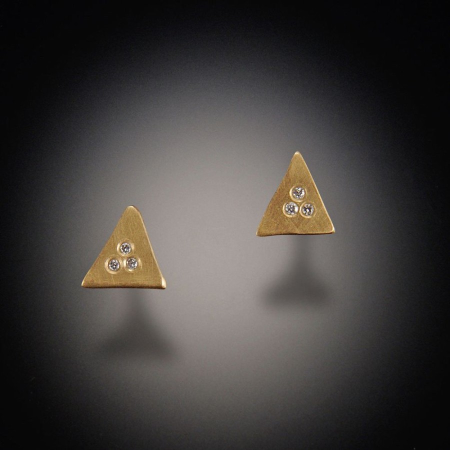 Earrings Ananda Khalsa | Tiny Triangle Diamond Stud Earrings