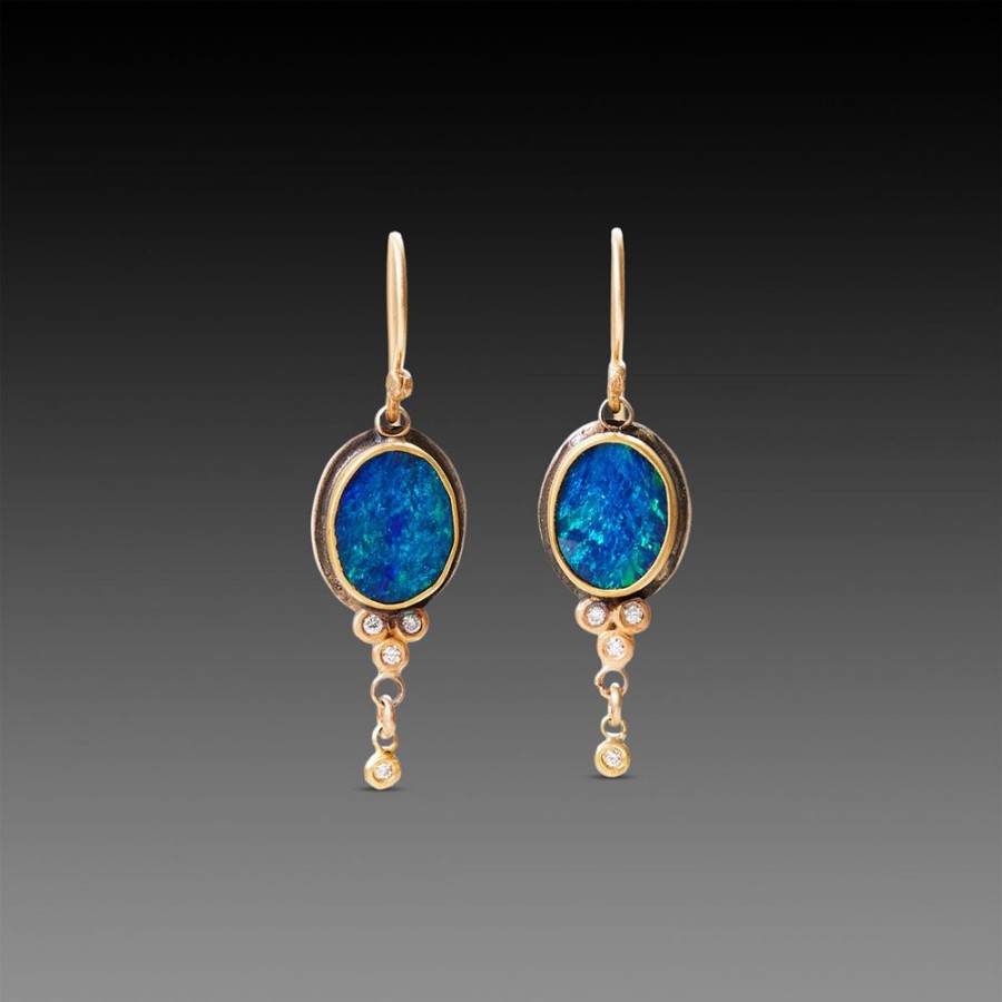 Earrings Ananda Khalsa | Australian Opal And Diamond Earrings